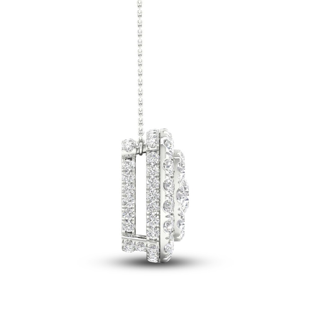 Colorless Diamond Necklace 1-1/2 ct tw Round 14K White Gold 3hKoxSsl Colorless Diamond Necklace 1-1/2 ct tw Round 14K White Gold 3hKoxSsl