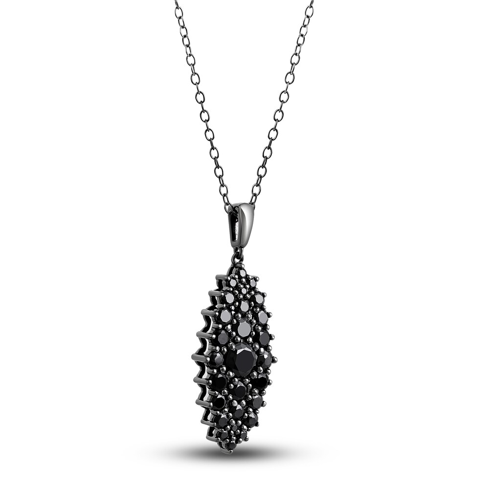 Black Diamond Pendant Necklace 2 ct tw Round 14K White Gold/Black Rhodium 18\" 3oC3l7uT Black Diamond Pendant Necklace 2 ct tw Round 14K White Gold/Black Rhodium 18\" 3oC3l7uT