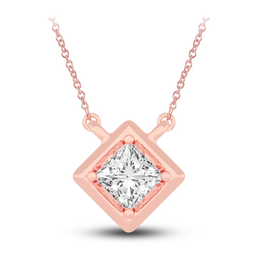 Diamond Pendant Necklace 3/8 ct tw Princess 14K Rose Gold 18" (I2,I) 4fAYHnmP Diamond Pendant Necklace 3/8 ct tw Princess 14K Rose Gold 18" (I2,I) 4fAYHnmP