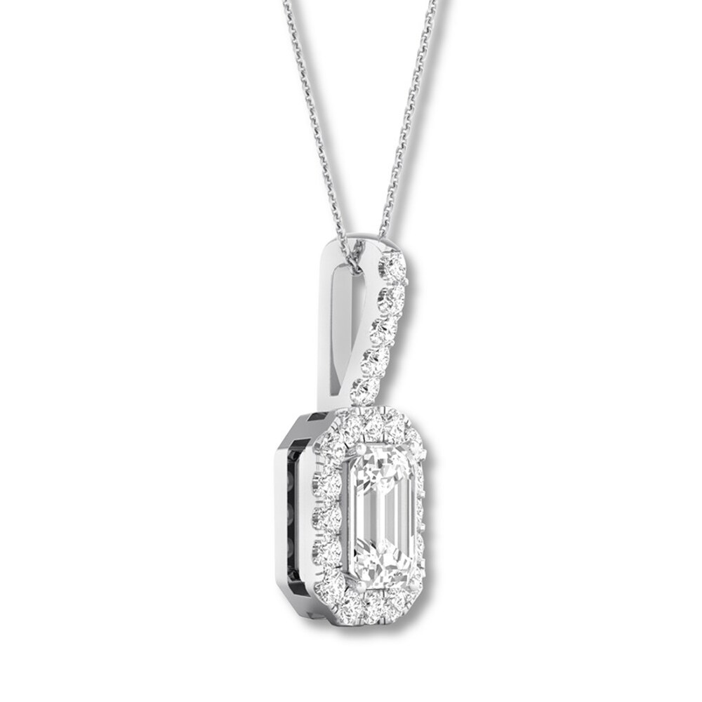 Diamond Necklace 1 ct tw Emerald-cut/Round 14K White Gold 53pxroG8 Diamond Necklace 1 ct tw Emerald-cut/Round 14K White Gold 53pxroG8