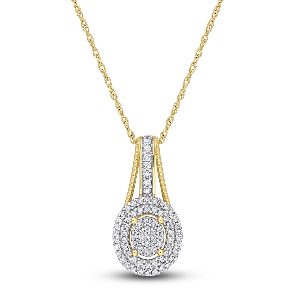 Diamond Oval Necklace 1/4 ct tw Round 10K Yellow Gold 18" 5DDVodF9 Diamond Oval Necklace 1/4 ct tw Round 10K Yellow Gold 18" 5DDVodF9
