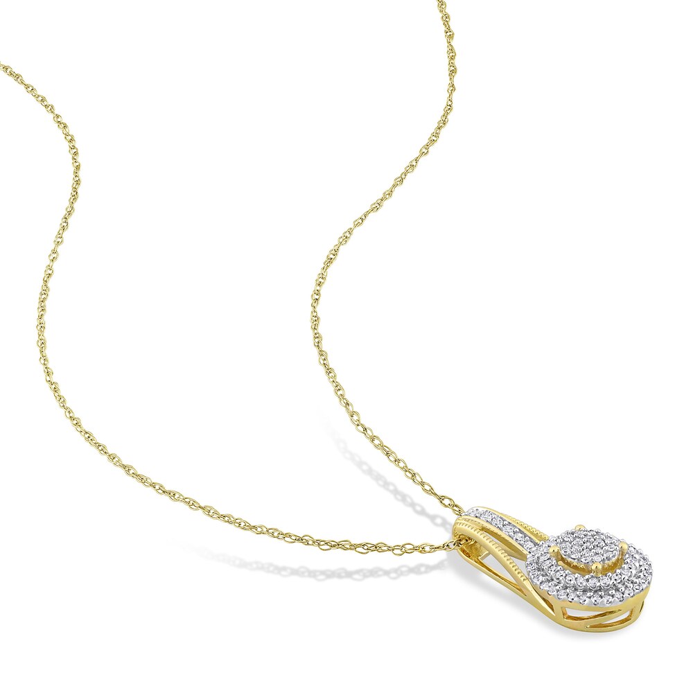 Diamond Oval Necklace 1/4 ct tw Round 10K Yellow Gold 18\" 5DDVodF9 Diamond Oval Necklace 1/4 ct tw Round 10K Yellow Gold 18\" 5DDVodF9