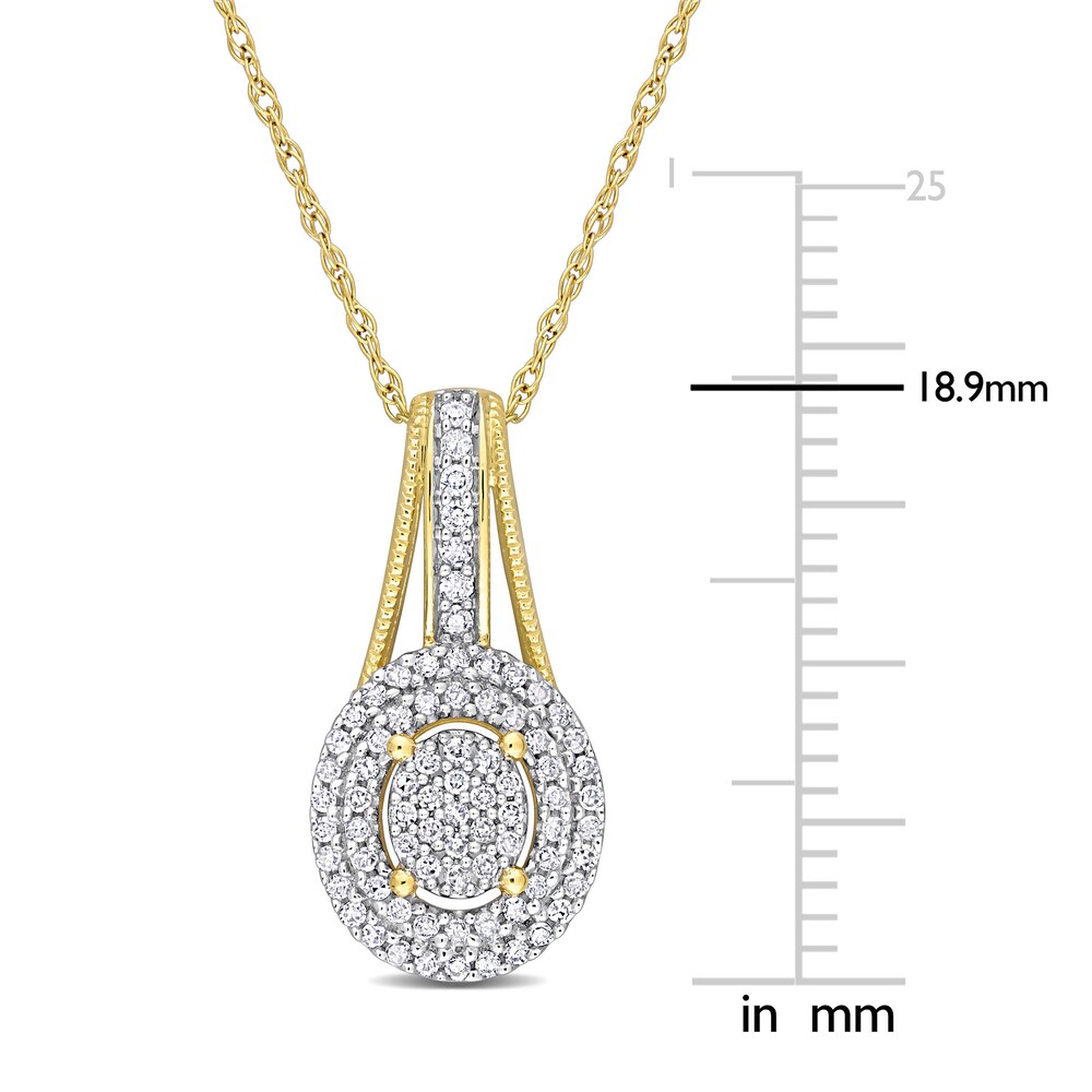 Diamond Oval Necklace 1/4 ct tw Round 10K Yellow Gold 18\" 5DDVodF9 Diamond Oval Necklace 1/4 ct tw Round 10K Yellow Gold 18\" 5DDVodF9