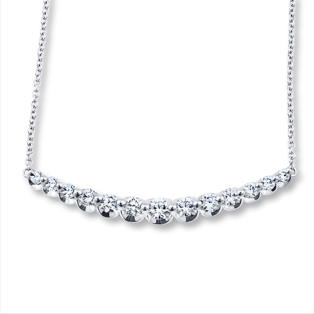 Diamond Necklace 1-3/8 ct tw 18K White Gold 5G7KKJKU Diamond Necklace 1-3/8 ct tw 18K White Gold 5G7KKJKU