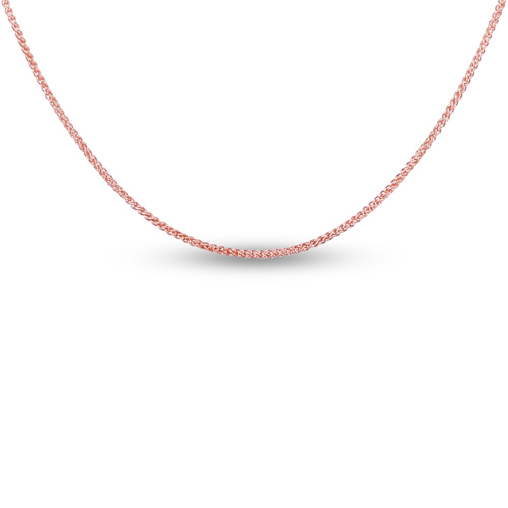 Round Wheat Chain Necklace 14K Rose Gold 22" Adjustable 5OGfa1cP
