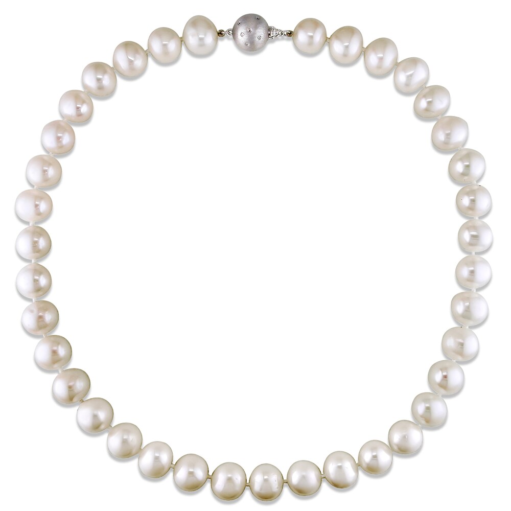 Cultured Freshwater Pearl Necklace 1/20 ct tw Diamonds 14K White Gold 18" 5ouBn8Os Cultured Freshwater Pearl Necklace 1/20 ct tw Diamonds 14K White Gold 18" 5ouBn8Os
