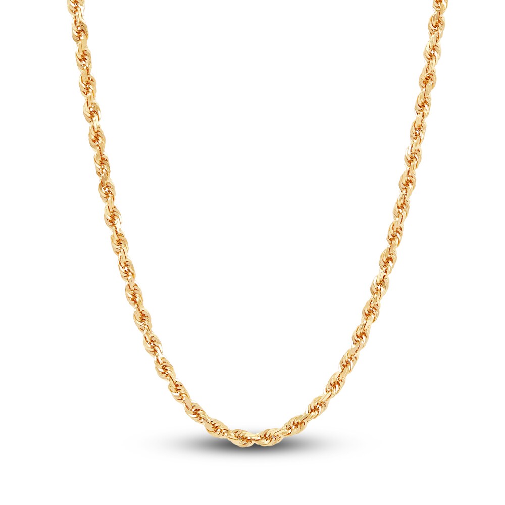 Solid Glitter Rope Necklace 14K Yellow Gold 20" 5y7QunZr