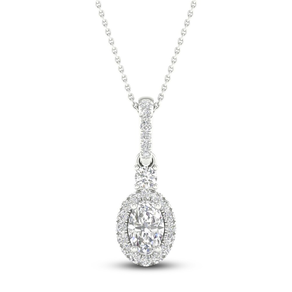 Diamond Pendant Necklace 1/2 ct tw Round/Oval 14K White Gold 18" 67fmTD07 Diamond Pendant Necklace 1/2 ct tw Round/Oval 14K White Gold 18" 67fmTD07