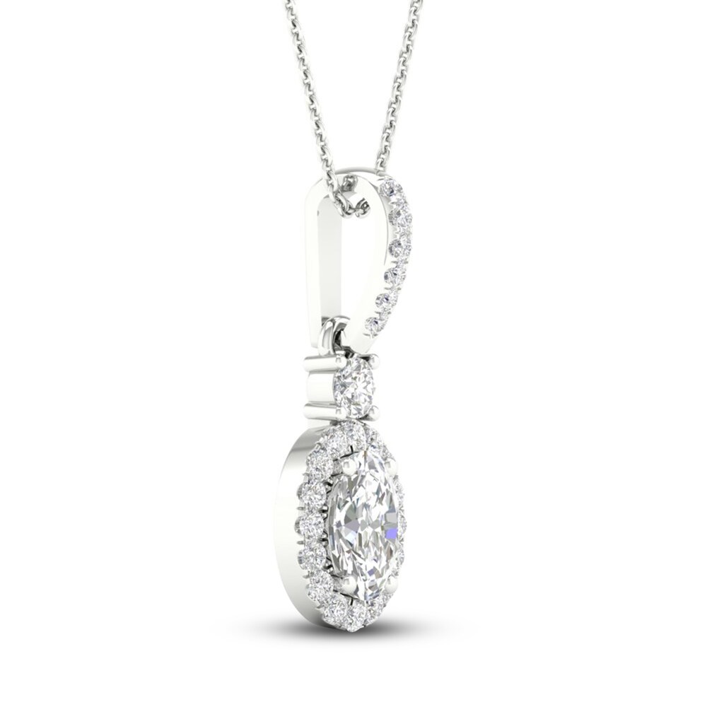 Diamond Pendant Necklace 1/2 ct tw Round/Oval 14K White Gold 18\" 67fmTD07 Diamond Pendant Necklace 1/2 ct tw Round/Oval 14K White Gold 18\" 67fmTD07