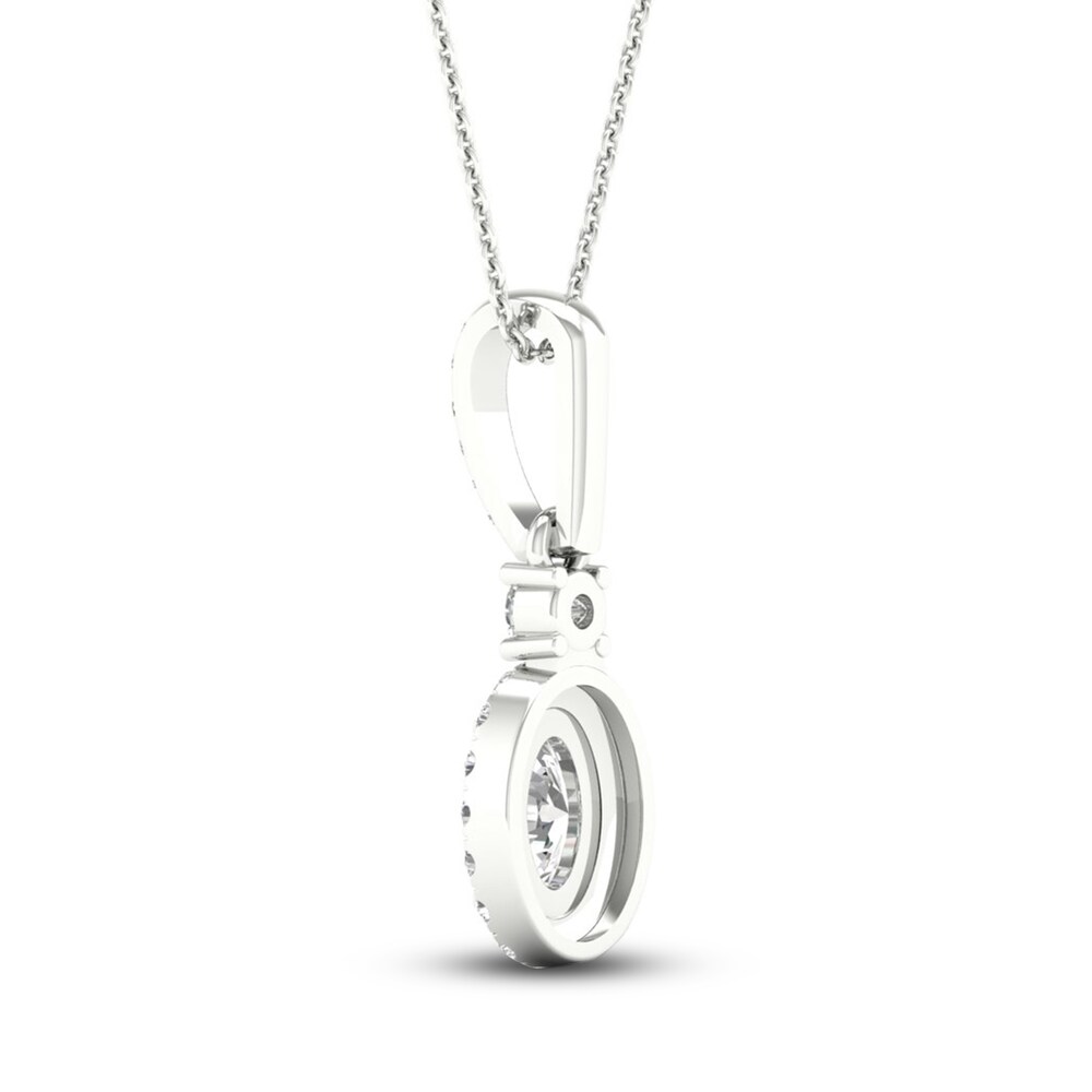 Diamond Pendant Necklace 1/2 ct tw Round/Oval 14K White Gold 18\" 67fmTD07 Diamond Pendant Necklace 1/2 ct tw Round/Oval 14K White Gold 18\" 67fmTD07