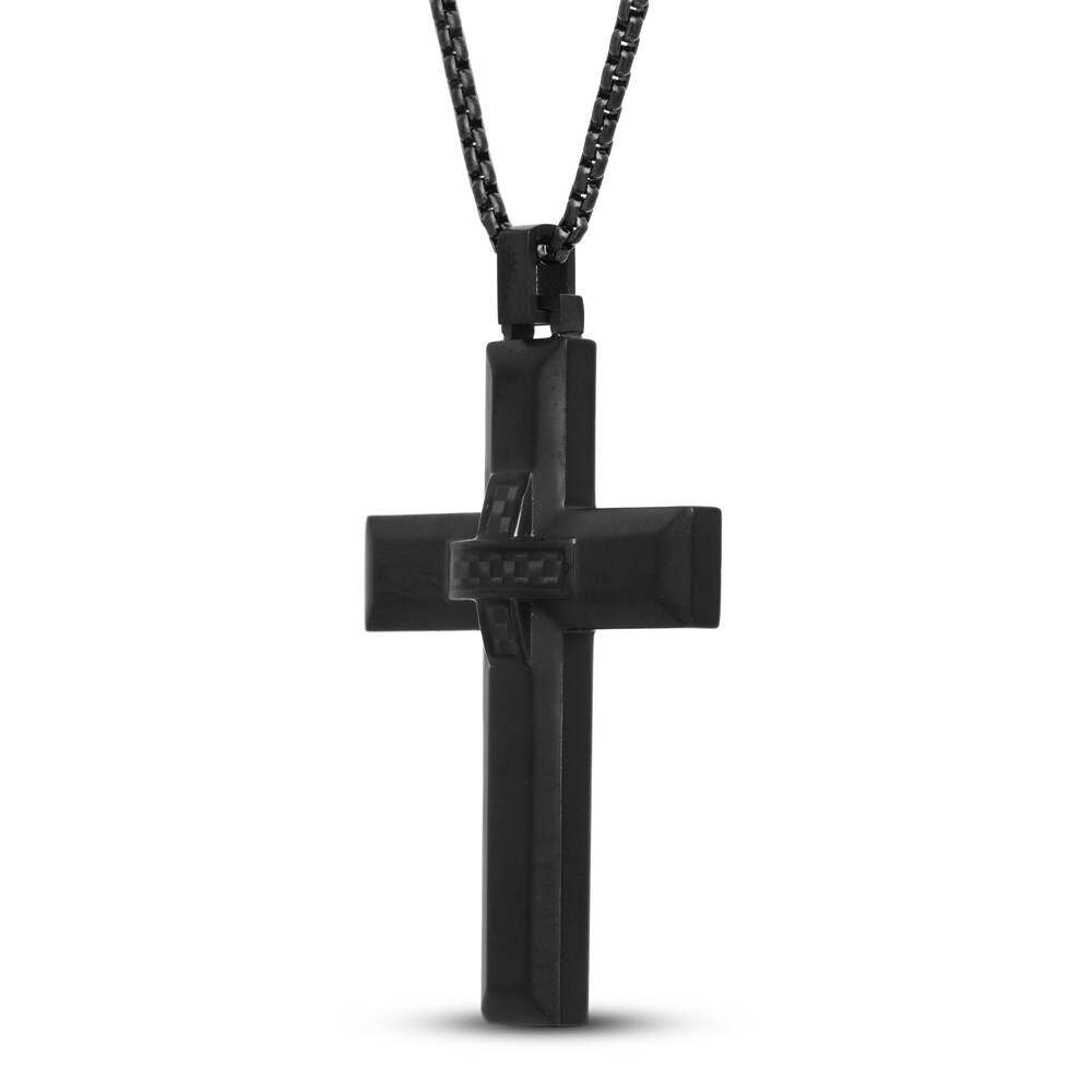 Cross Necklace Carbon Fiber Stainless Steel 24\" 6KBks8Py Cross Necklace Carbon Fiber Stainless Steel 24\" 6KBks8Py