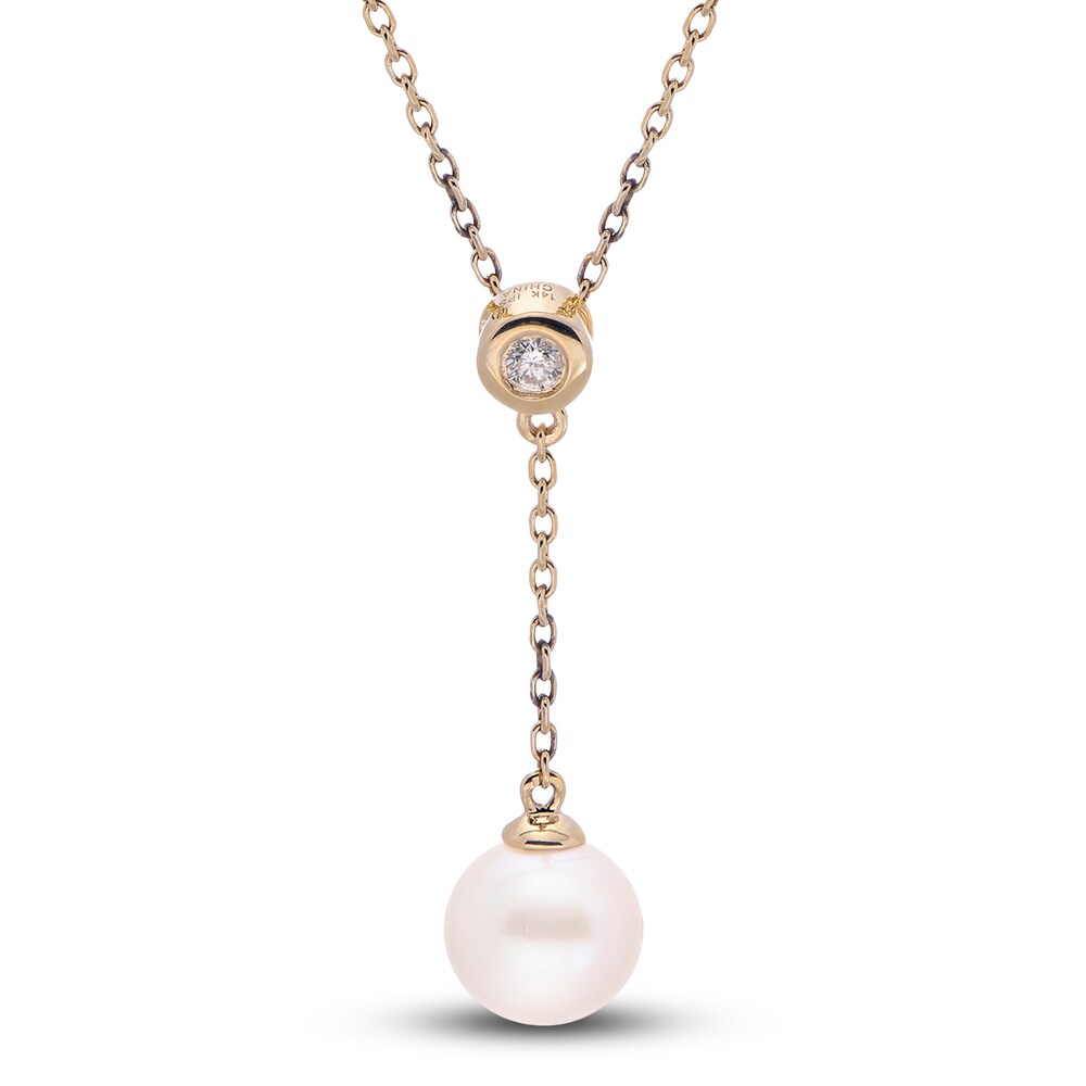 Cultured Freshwater Pearl Pendant Necklace 1/20 ct tw Diamonds 14K Yellow Gold 18" 7WdHYznh Cultured Freshwater Pearl Pendant Necklace 1/20 ct tw Diamonds 14K Yellow Gold 18" 7WdHYznh