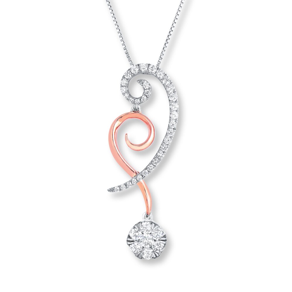 Diamond Necklace 3/8 ct tw Round-cut 14K Two-Tone Gold 7nGc5qDb Diamond Necklace 3/8 ct tw Round-cut 14K Two-Tone Gold 7nGc5qDb