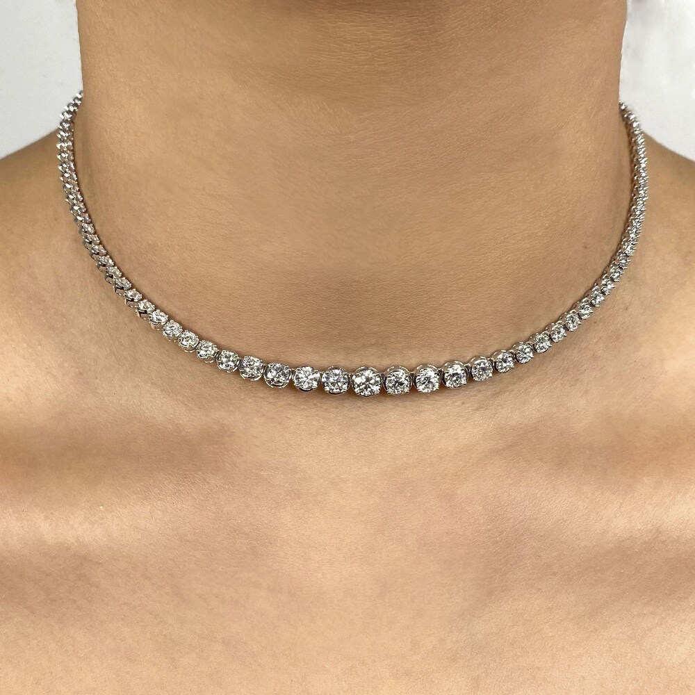 Shy Creation Diamond Tennis Necklace 6-1/2 ct tw Round 14K White Gold 18\" SC55022934V2 7ppfIW5L Shy Creation Diamond Tennis Necklace 6-1/2 ct tw Round 14K White Gold 18\" SC55022934V2 7ppfIW5L