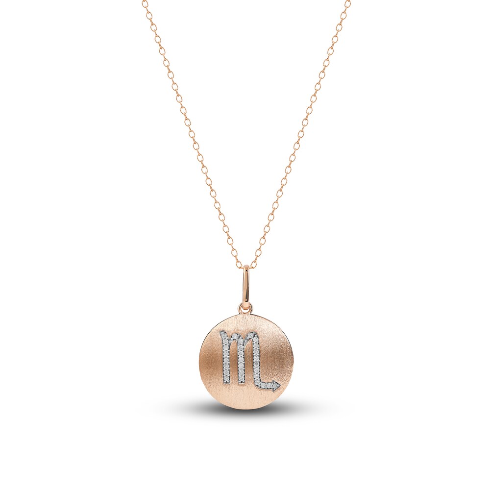 Diamond Scorpio Zodiac Pendant Necklace 1/10 ct tw Round 14K Rose Gold 7xl6xjSi Diamond Scorpio Zodiac Pendant Necklace 1/10 ct tw Round 14K Rose Gold 7xl6xjSi