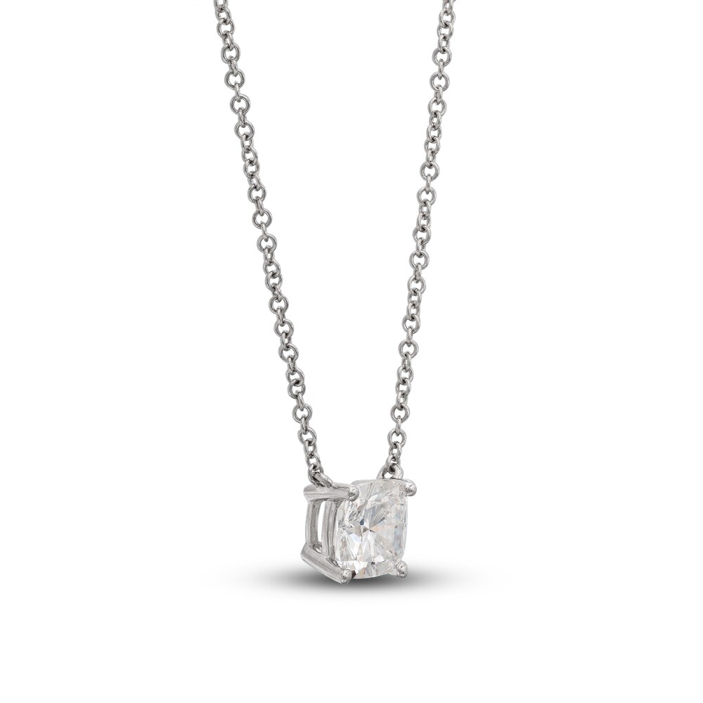 Lab-Created Diamond Solitaire Necklace 1 ct tw Cushion 14K White Gold 19\" (SI2/F) 8C70kUWL Lab-Created Diamond Solitaire Necklace 1 ct tw Cushion 14K White Gold 19\" (SI2/F) 8C70kUWL