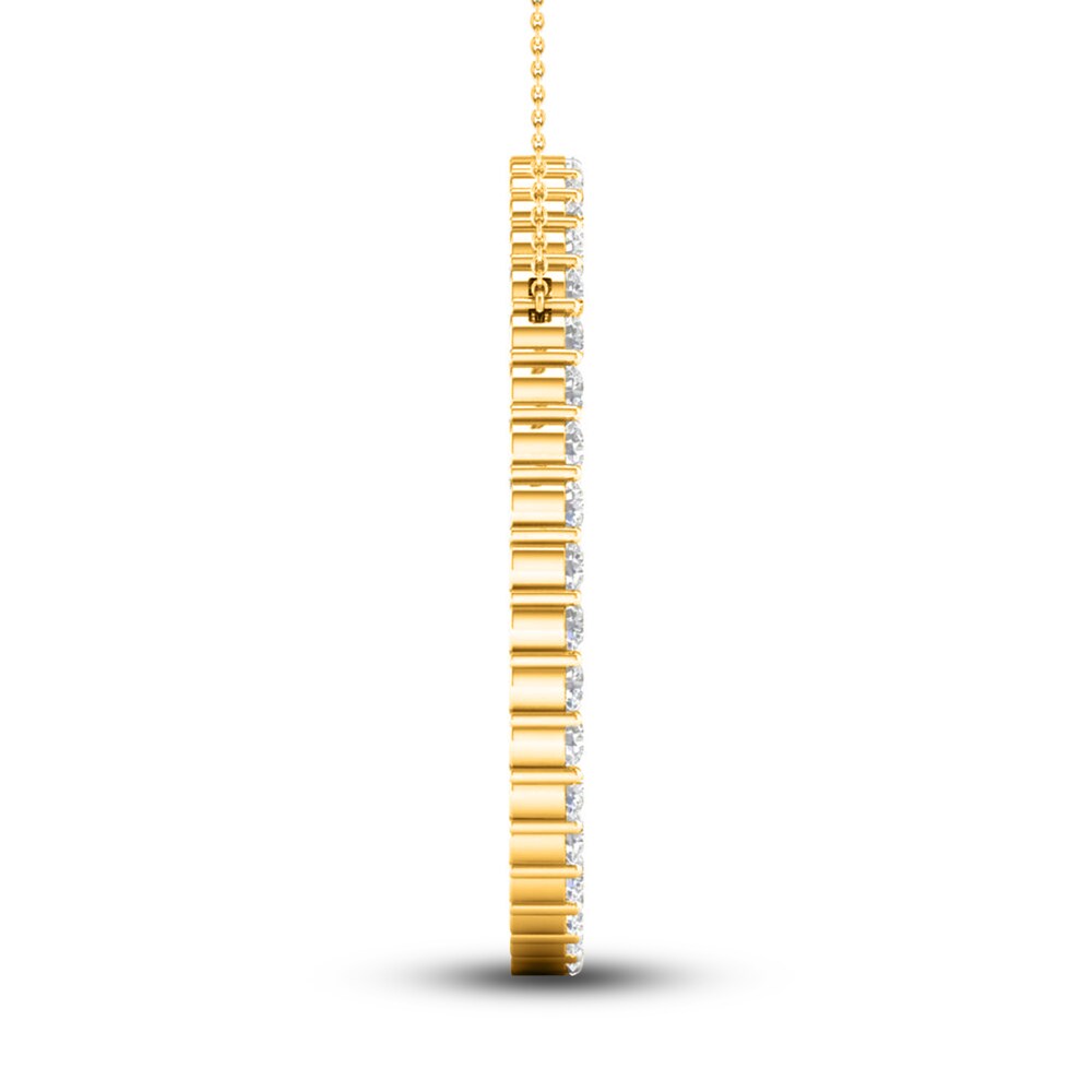 Lab-Created Diamond Circle Pendant Necklace 2 ct tw Round 14K Yellow Gold 18\" 8DRqLlgR