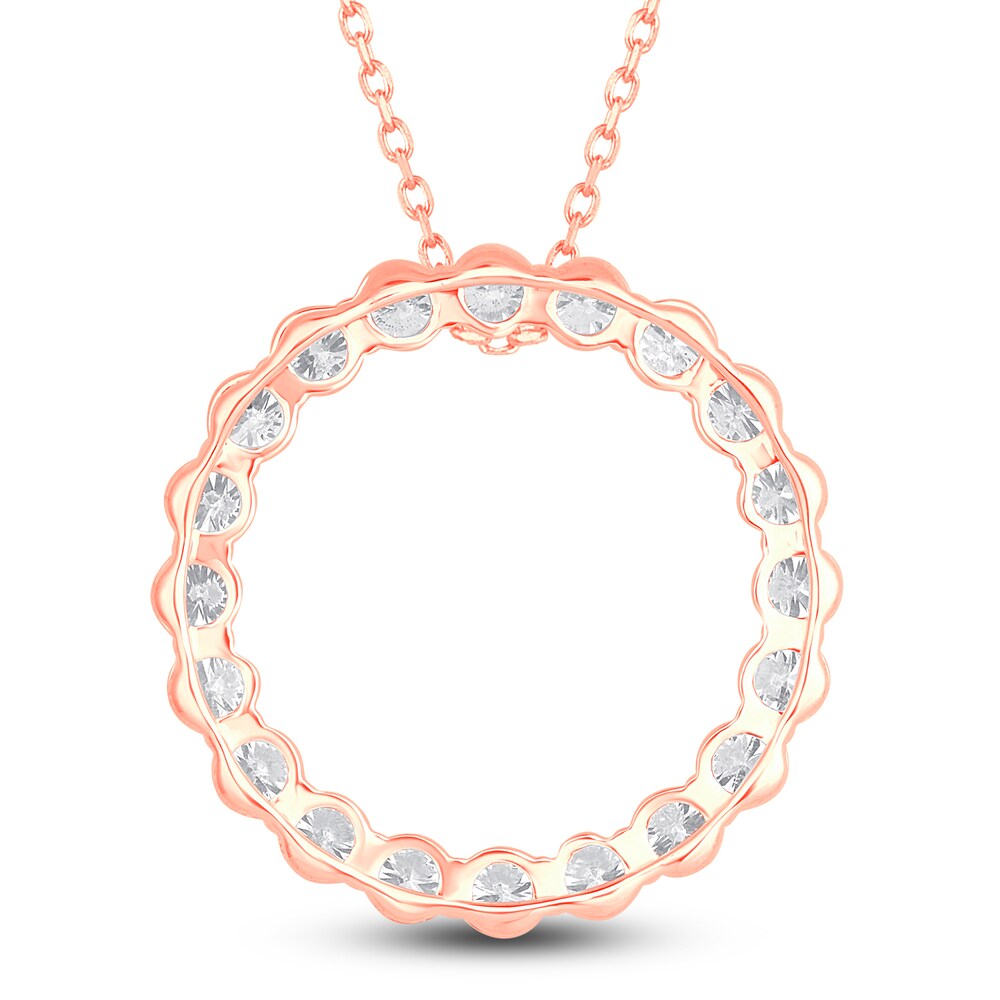 Diamond Circle Pendant Necklace 5 ct tw Round 14K Rose Gold 18\" 8GDLePsm