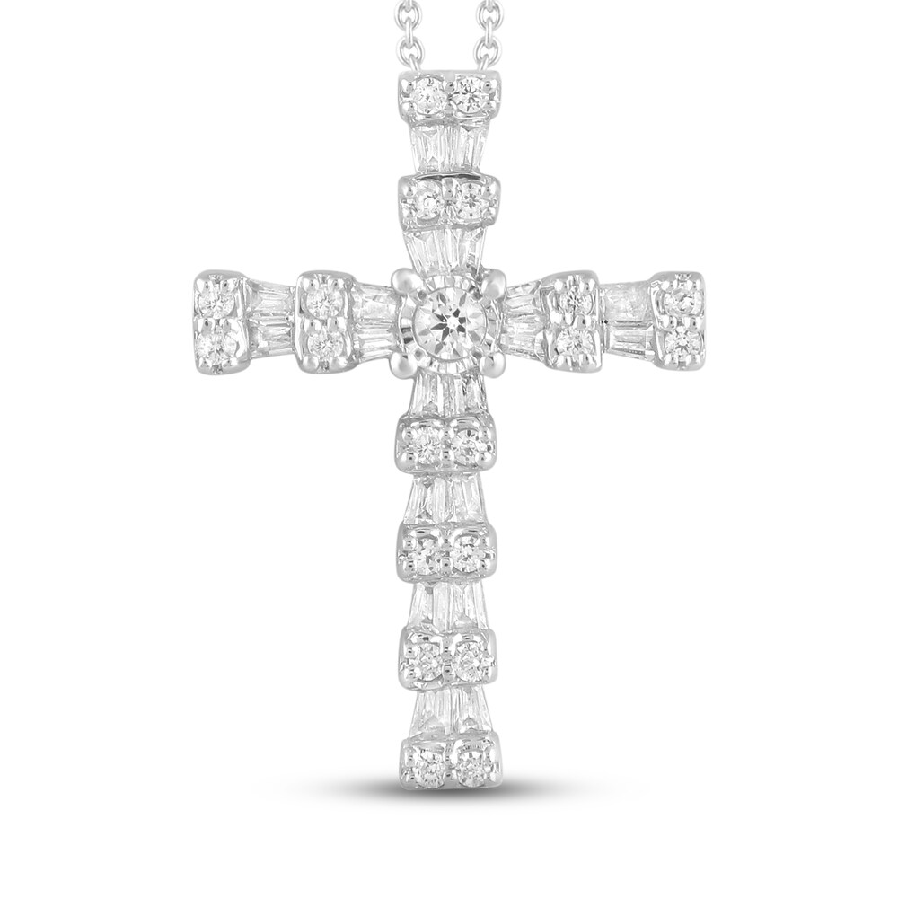 Diamond Cross Pendant Necklace 1/4 ct tw Round/Baguette 10K White Gold 8VWkL3gb Diamond Cross Pendant Necklace 1/4 ct tw Round/Baguette 10K White Gold 8VWkL3gb