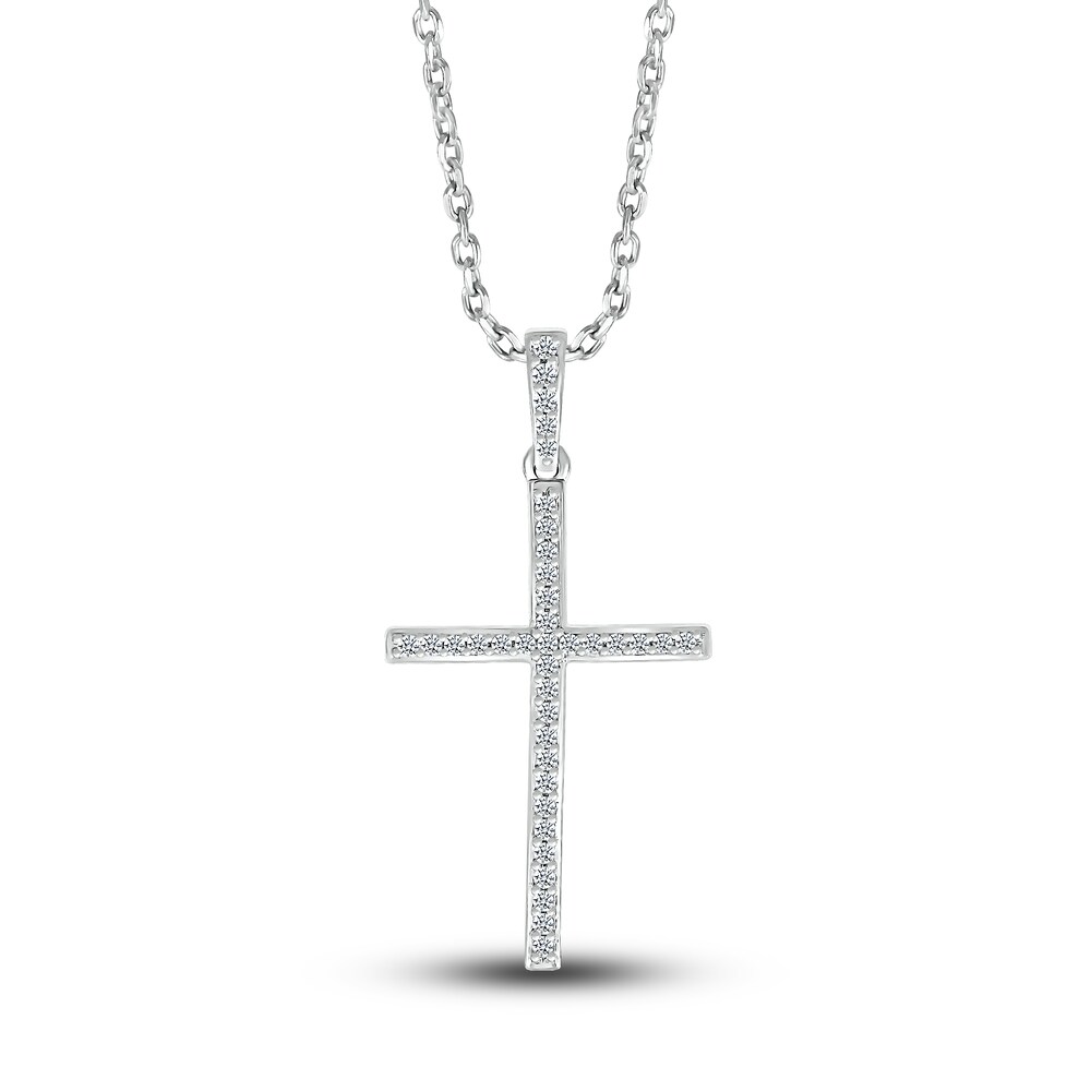 Diamond Cross Pendant Necklace 1/10 ct tw Round Sterling Silver 8Ye9aRNk Diamond Cross Pendant Necklace 1/10 ct tw Round Sterling Silver 8Ye9aRNk