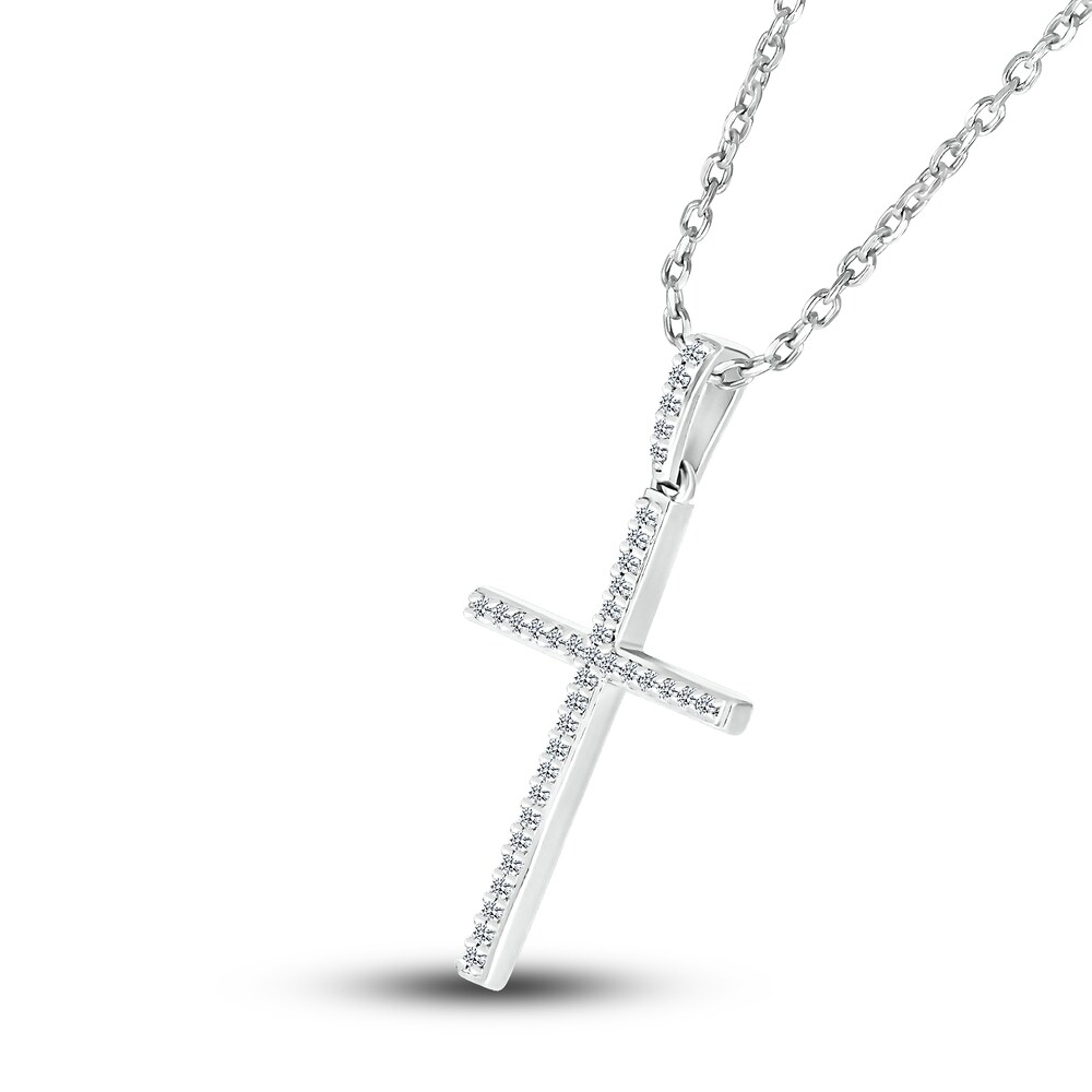 Diamond Cross Pendant Necklace 1/10 ct tw Round Sterling Silver 8Ye9aRNk Diamond Cross Pendant Necklace 1/10 ct tw Round Sterling Silver 8Ye9aRNk