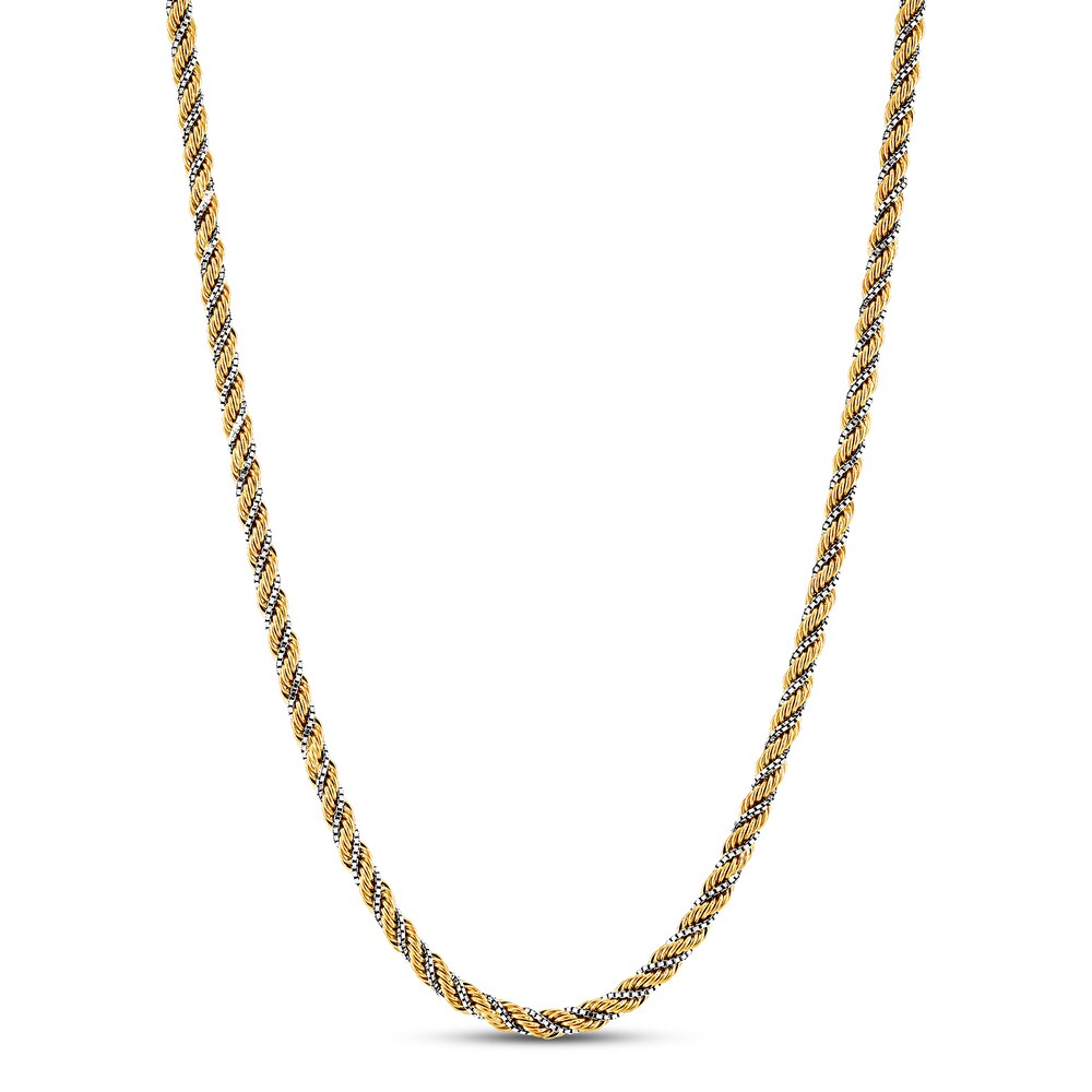 Hollow Rope Chain Necklace 10K Two-Tone Gold 8eFFNLp2 Hollow Rope Chain Necklace 10K Two-Tone Gold 8eFFNLp2