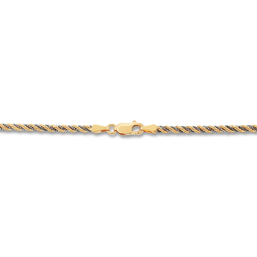 Hollow Rope Chain Necklace 10K Two-Tone Gold 8eFFNLp2