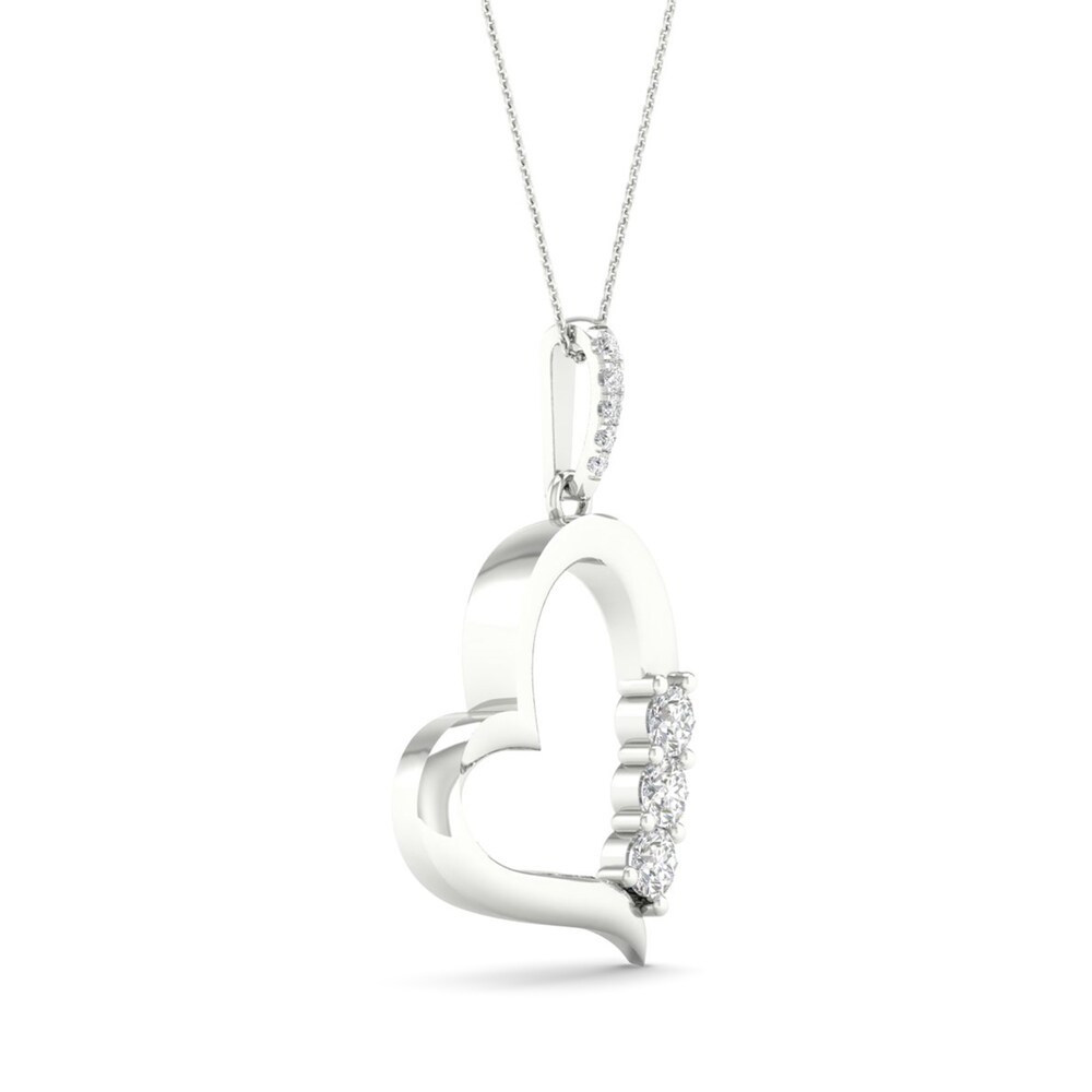 Diamond 3-Stone Heart Pendant Necklace 1/2 ct tw Round 10K White Gold 18\" 8goA78f5 Diamond 3-Stone Heart Pendant Necklace 1/2 ct tw Round 10K White Gold 18\" 8goA78f5