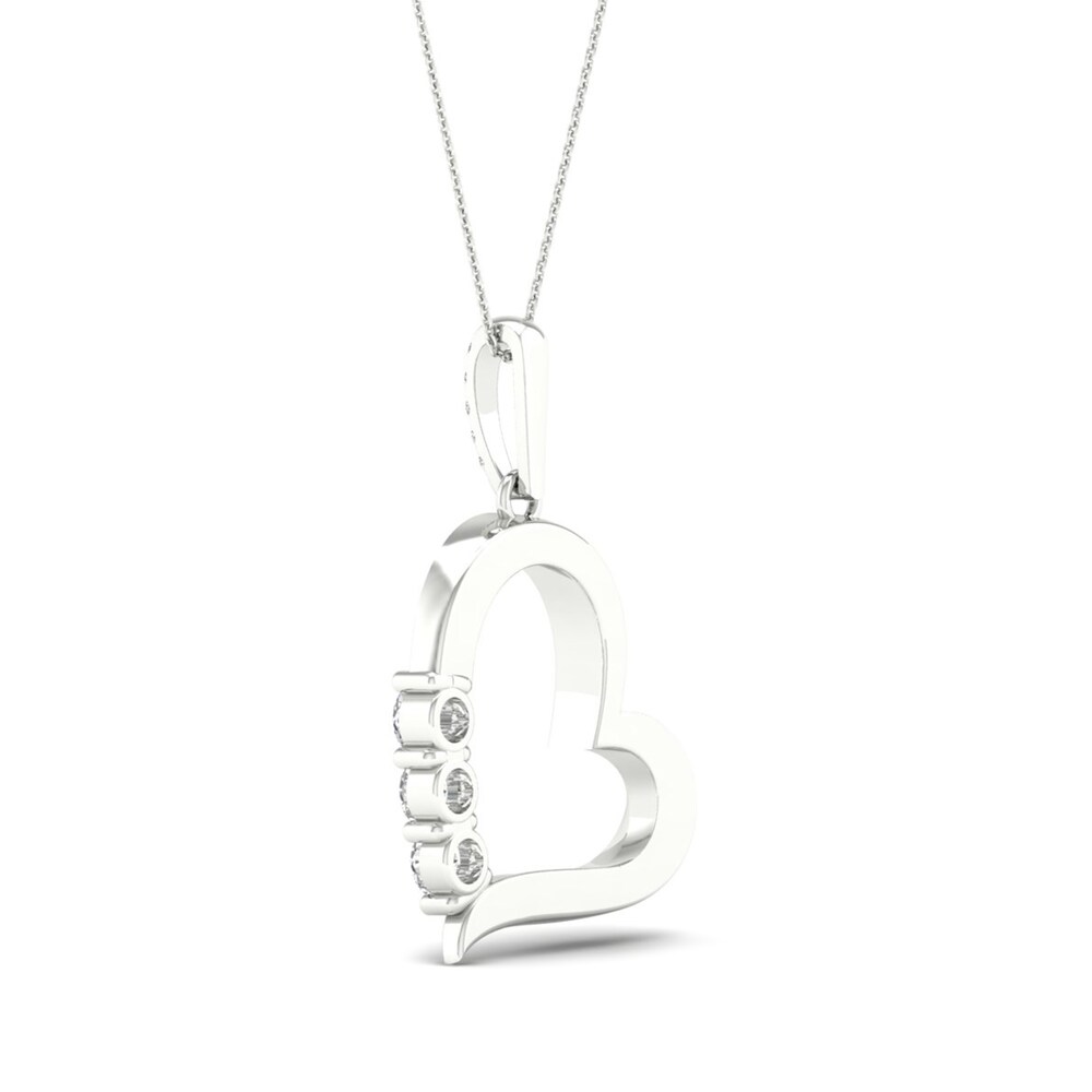 Diamond 3-Stone Heart Pendant Necklace 1/2 ct tw Round 10K White Gold 18\" 8goA78f5 Diamond 3-Stone Heart Pendant Necklace 1/2 ct tw Round 10K White Gold 18\" 8goA78f5