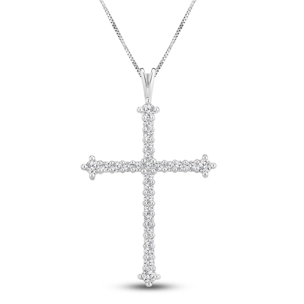 Diamond Cross Necklace 1 ct tw Round 14K White Gold 8tjSBwR2 Diamond Cross Necklace 1 ct tw Round 14K White Gold 8tjSBwR2