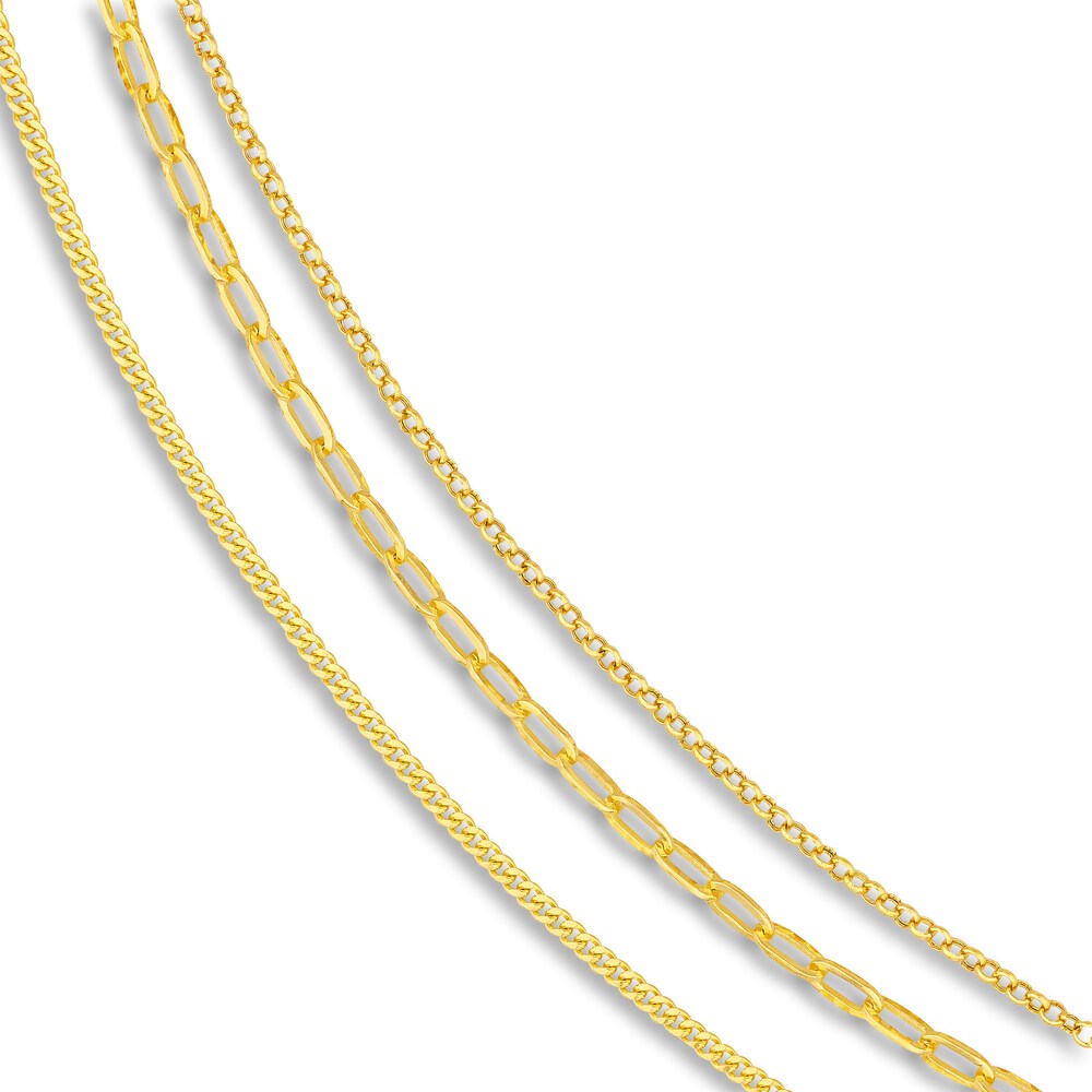 Paperclip, Curb & Rolo Chain Necklace 14K Yellow Gold 924FjVUe