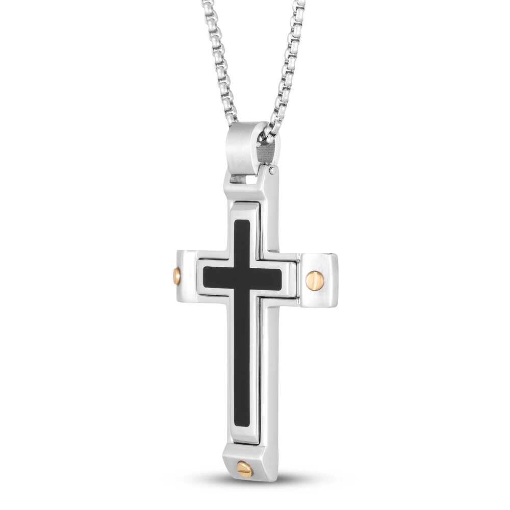 Cross Necklace Black Ion-Plated Stainless Steel 24\" 95H4DBxo Cross Necklace Black Ion-Plated Stainless Steel 24\" 95H4DBxo