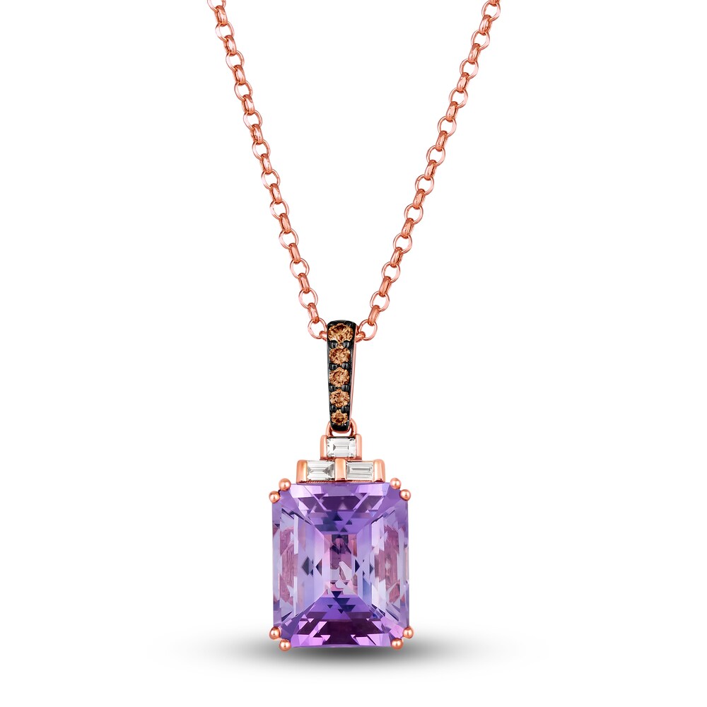 Le Vian Natural Amethyst Necklace 1/6 ct tw Diamonds 14K Strawberry Gold 95chznyo Le Vian Natural Amethyst Necklace 1/6 ct tw Diamonds 14K Strawberry Gold 95chznyo