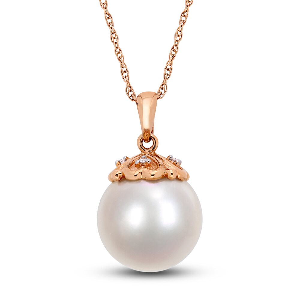 Cultured Freshwater Pearl Necklace Diamond Accent 10K Rose Gold 9P1gZ1g2 Cultured Freshwater Pearl Necklace Diamond Accent 10K Rose Gold 9P1gZ1g2