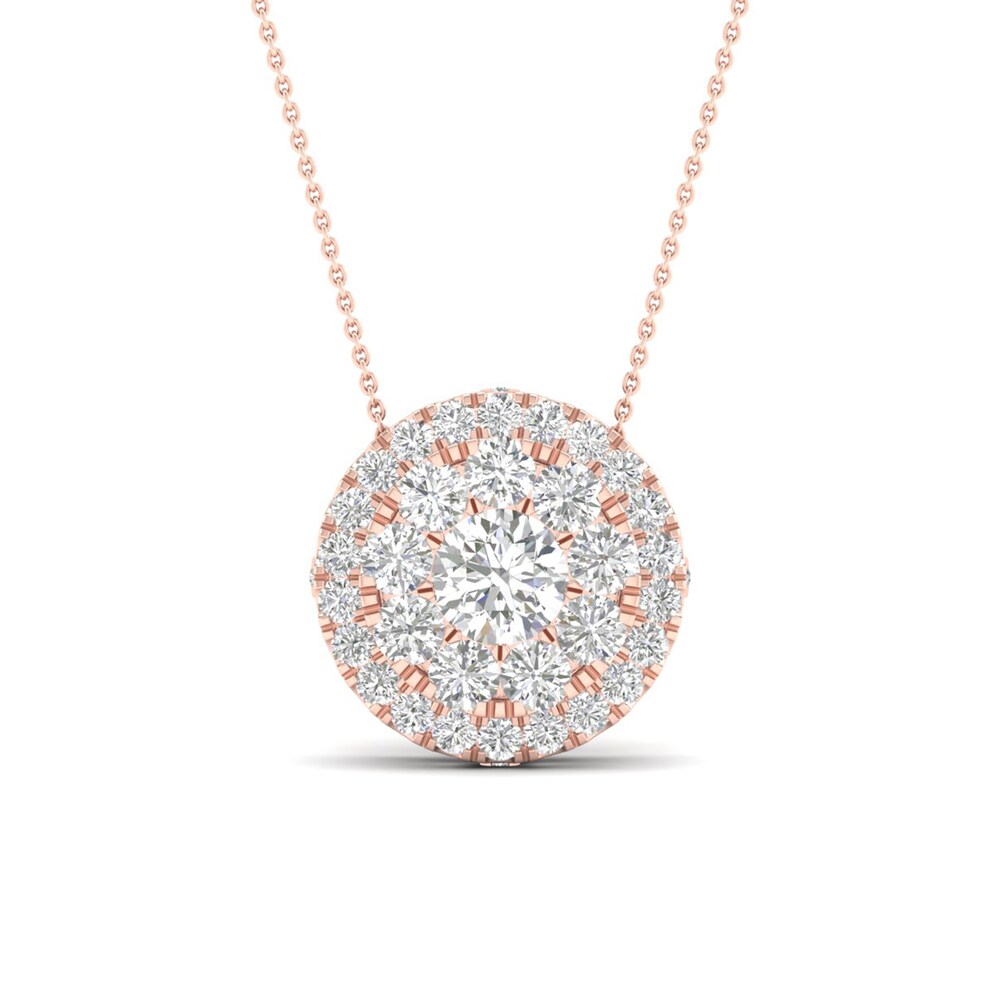Colorless Diamond Pendant Necklace 1-1/2 ct tw Round 14K Rose Gold 9fCbZJTb Colorless Diamond Pendant Necklace 1-1/2 ct tw Round 14K Rose Gold 9fCbZJTb