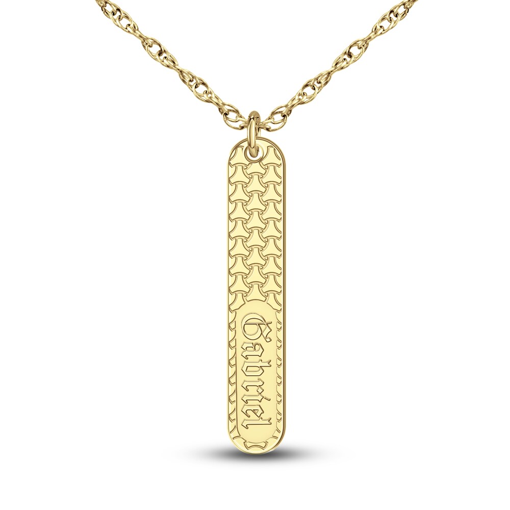 Engravable Bar Pendant Necklace 10K Yellow Gold-Plated Sterling Silver 18" 9fvP2c5r Engravable Bar Pendant Necklace 10K Yellow Gold-Plated Sterling Silver 18" 9fvP2c5r