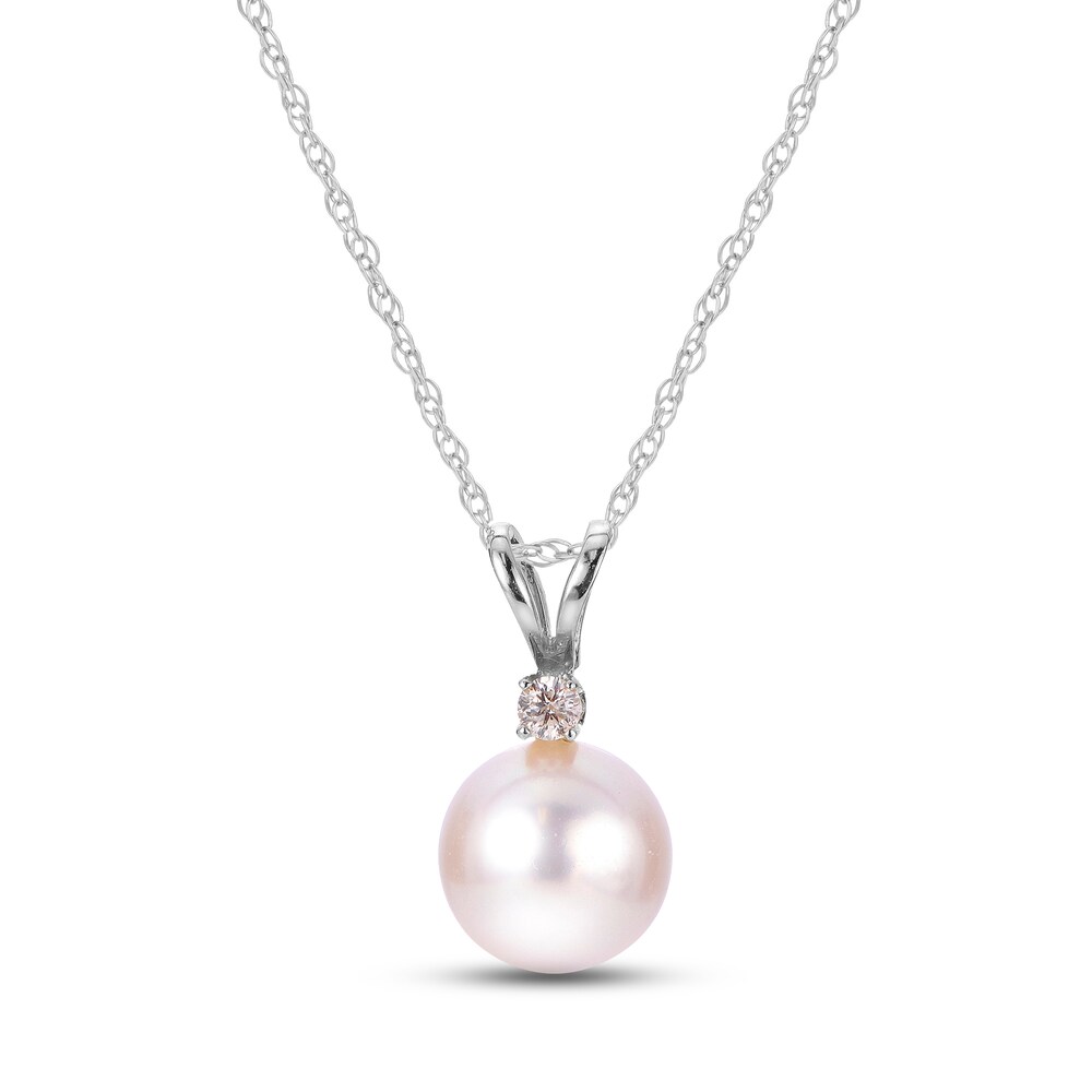 Cultured Akoya Pearl Necklace Diamond Accent 14K White Gold 18" 9fvgZlrn Cultured Akoya Pearl Necklace Diamond Accent 14K White Gold 18" 9fvgZlrn
