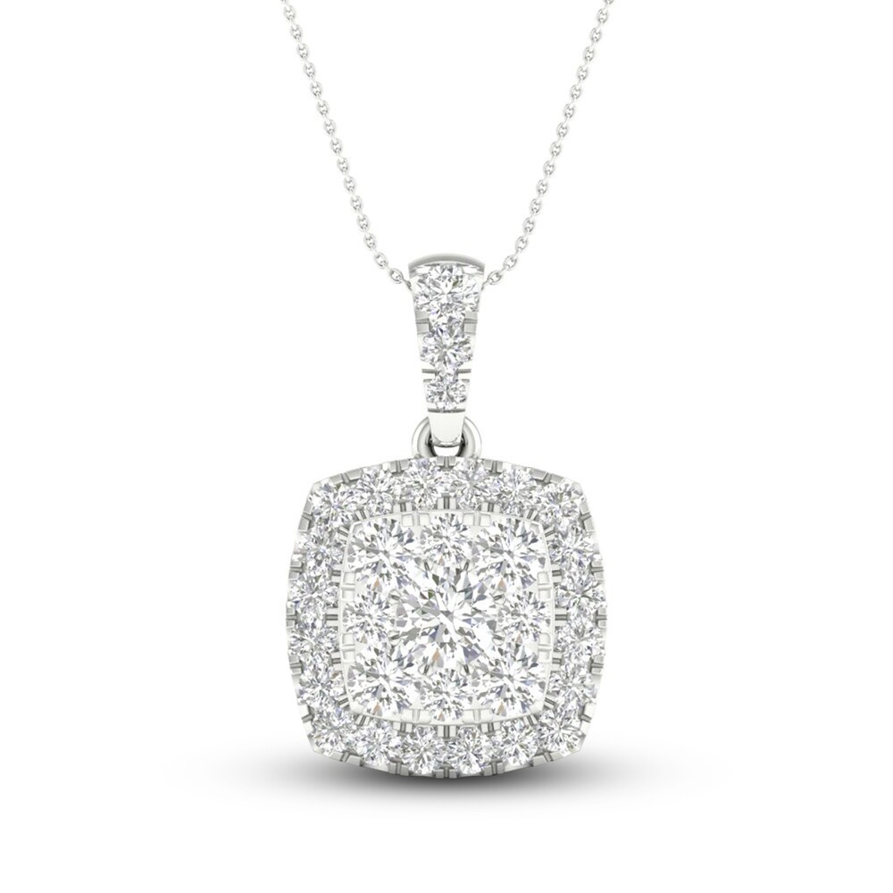 Lab-Created Diamond Pendant Necklace 1-1/2 ct tw Round 14K White Gold 9gZECmaa Lab-Created Diamond Pendant Necklace 1-1/2 ct tw Round 14K White Gold 9gZECmaa