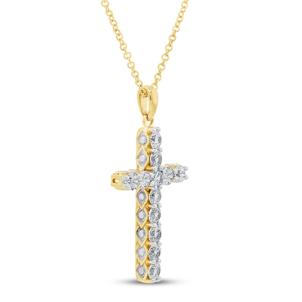 Diamond Cross Necklace 1 ct tw Round 10K Yellow Gold 9lheYpLh Diamond Cross Necklace 1 ct tw Round 10K Yellow Gold 9lheYpLh