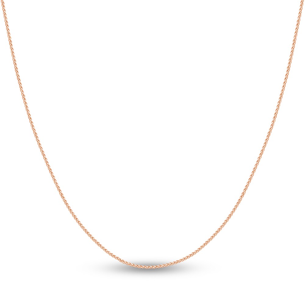 Round Wheat Chain Necklace 14K Rose Gold 16" 9pecAE00