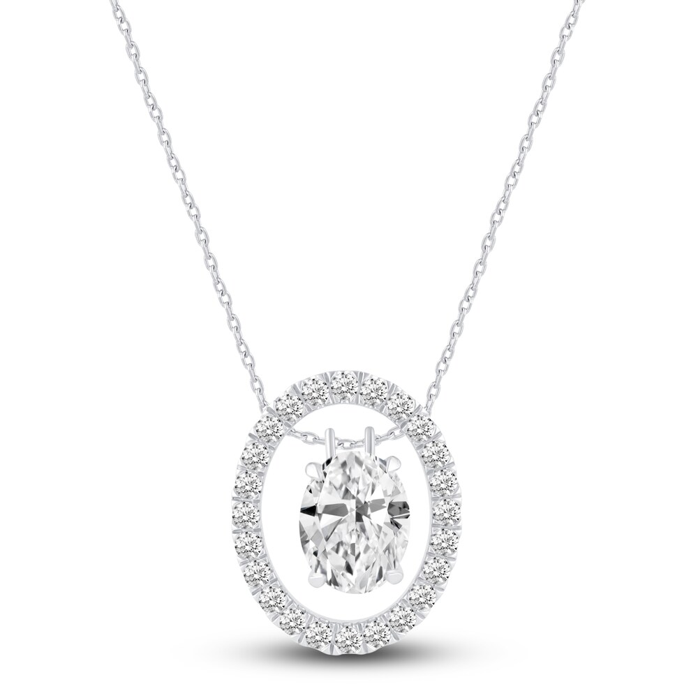Certified Lab-Created Diamond Jacket Pendant Necklace 2 ct tw Oval/Round 14K White Gold 18" 9xQeNFIf Certified Lab-Created Diamond Jacket Pendant Necklace 2 ct tw Oval/Round 14K White Gold 18" 9xQeNFIf