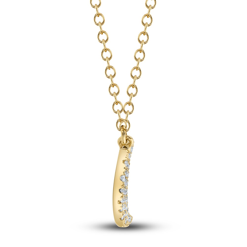 Shy Creation Moon Necklace Diamond Accents 14K Yellow Gold 18\" SC55002688 AOd9sJNt