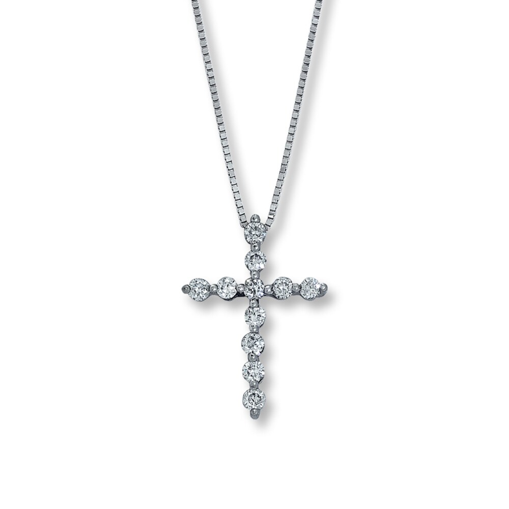Diamond Cross Necklace 1/3 ct tw Round-Cut 14K White Gold Aa6tTCVr Diamond Cross Necklace 1/3 ct tw Round-Cut 14K White Gold Aa6tTCVr