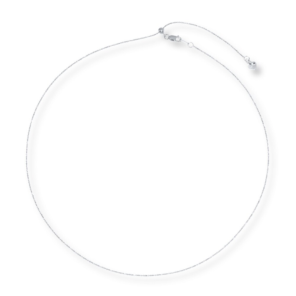 Chain Necklace 10K White Gold 20\" Adjustable AlUP2w2a Chain Necklace 10K White Gold 20\" Adjustable AlUP2w2a