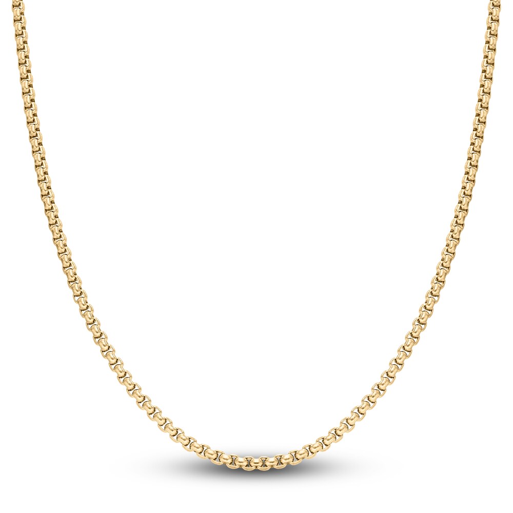 Men's Box Chain Necklace Gold Ion-Plated Stainless Steel 24" Ap9vH5kF