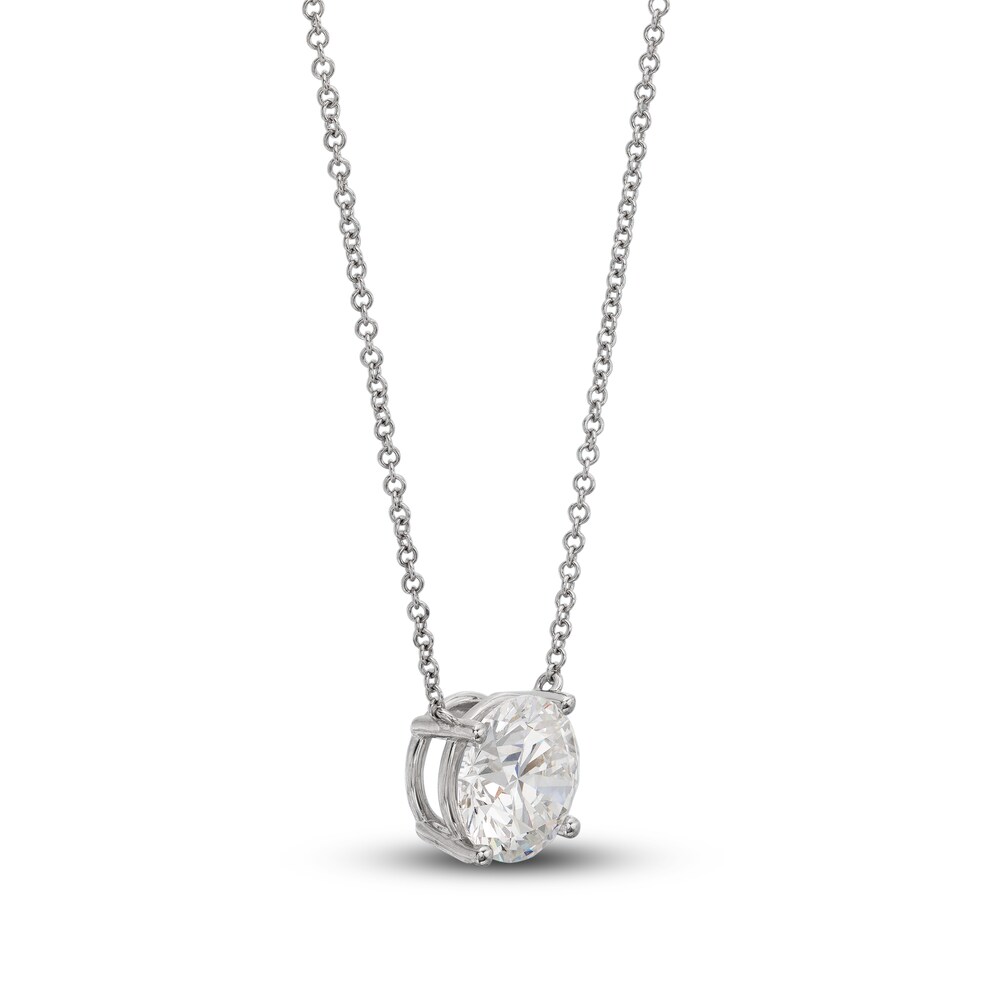 Lab-Created Diamond Solitaire Necklace 3 ct tw Round 14K White Gold 19\" (SI2/F) B4jSO6EV Lab-Created Diamond Solitaire Necklace 3 ct tw Round 14K White Gold 19\" (SI2/F) B4jSO6EV