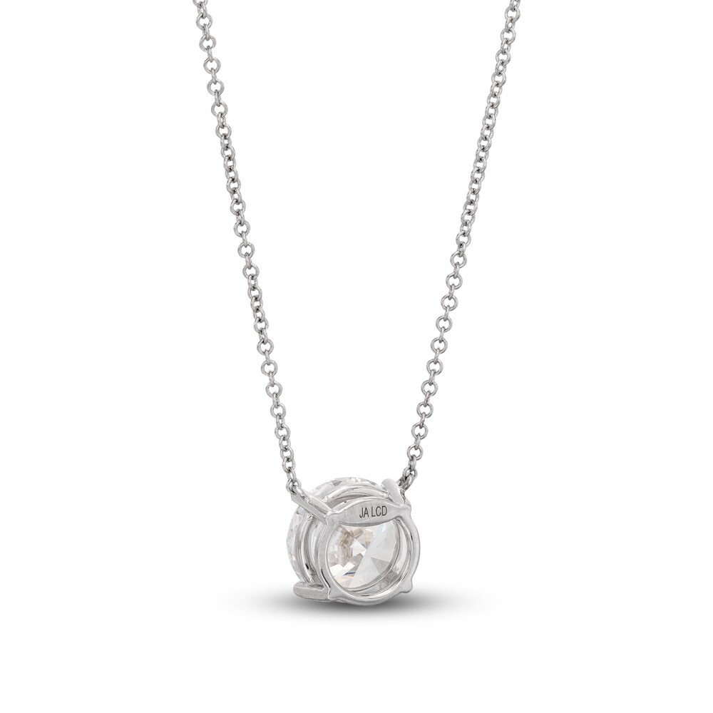 Lab-Created Diamond Solitaire Necklace 3 ct tw Round 14K White Gold 19\" (SI2/F) B4jSO6EV Lab-Created Diamond Solitaire Necklace 3 ct tw Round 14K White Gold 19\" (SI2/F) B4jSO6EV
