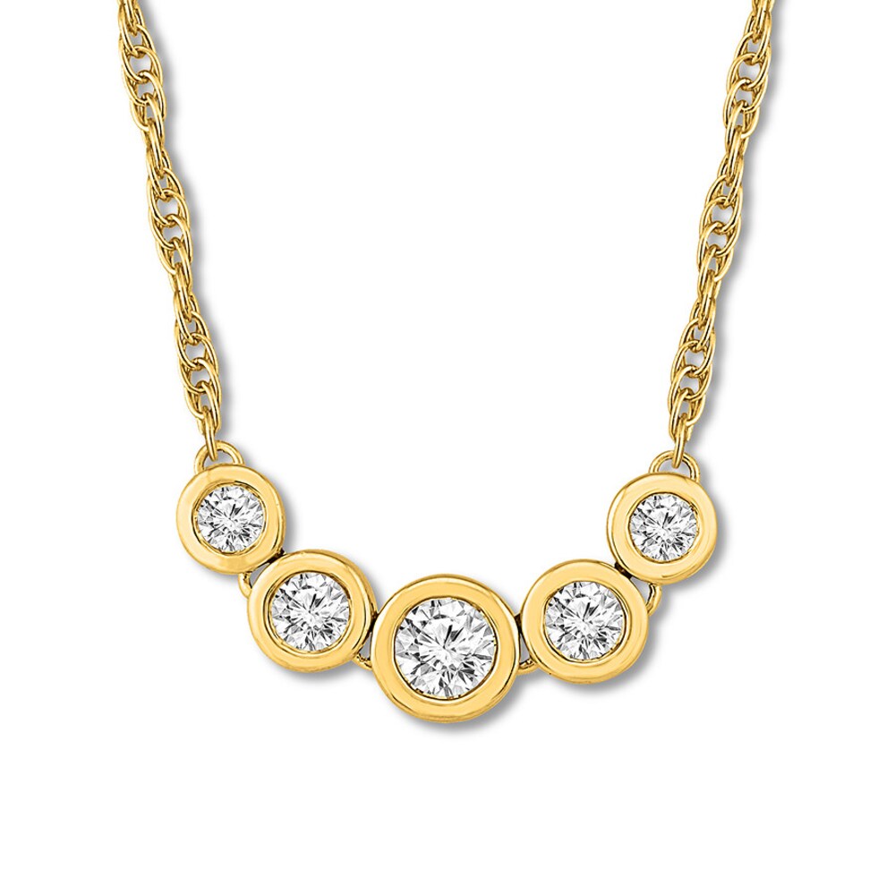 Diamond Necklace 3/4 ct tw Bezel-set Round 10K Yellow Gold BA7CABJx Diamond Necklace 3/4 ct tw Bezel-set Round 10K Yellow Gold BA7CABJx