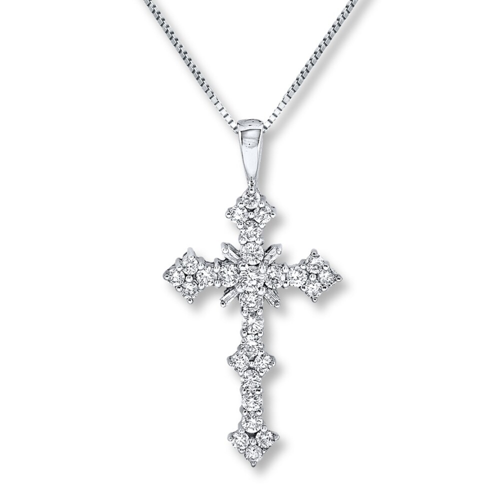 Diamond Cross Necklace 1-1/2 Carats tw 14K White Gold BByU7eTP Diamond Cross Necklace 1-1/2 Carats tw 14K White Gold BByU7eTP