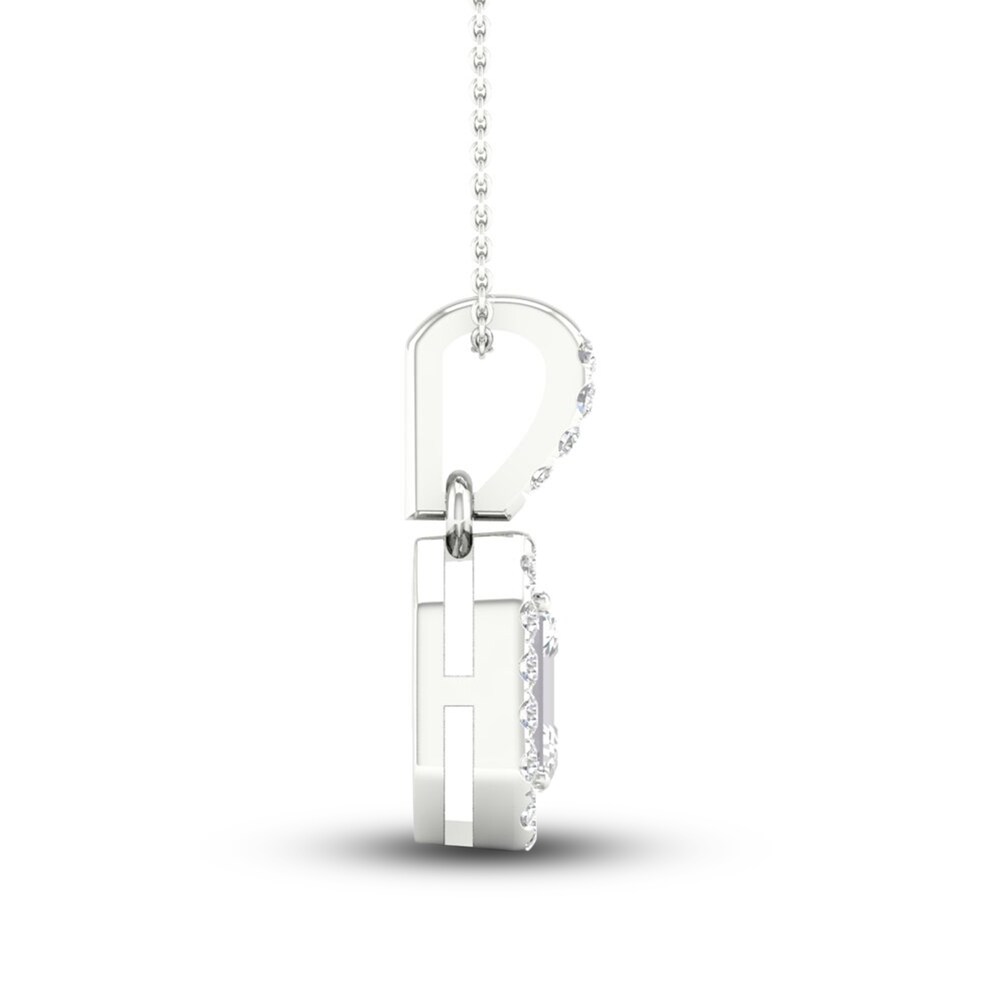 Diamond Pendant Necklace 1/4 ct tw Round/Emerald 14K White Gold 18\" BDSrtaC7 Diamond Pendant Necklace 1/4 ct tw Round/Emerald 14K White Gold 18\" BDSrtaC7